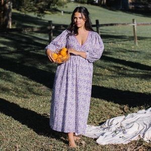 Daughters of India Binita Maxi Dress Violet Floral Size XS